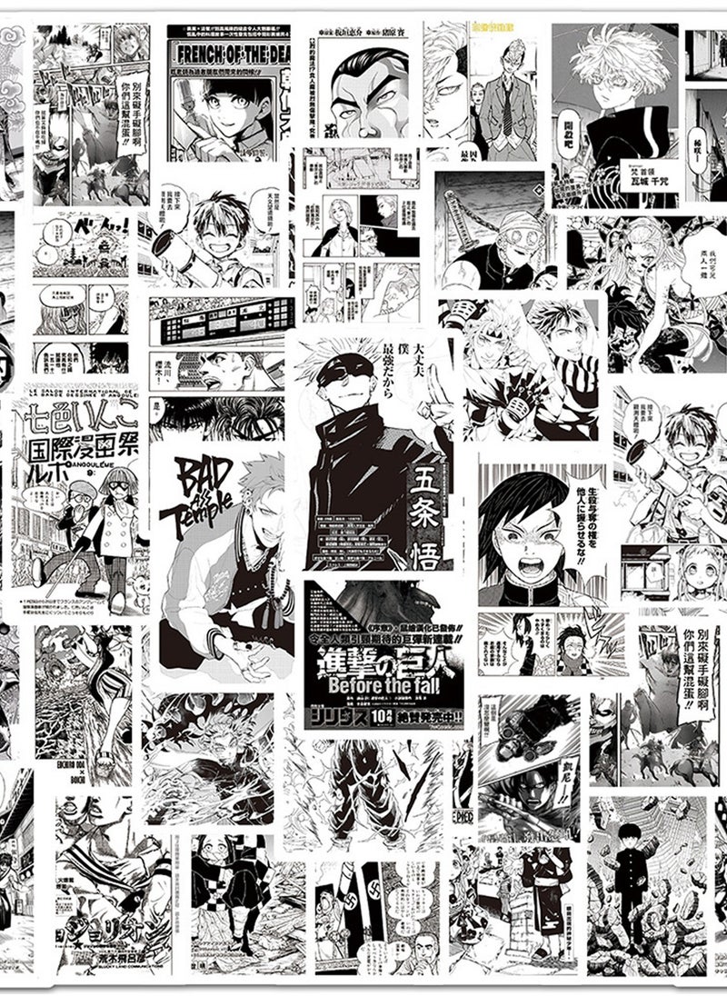 Generic Anime Black White Stickers, 25 Pieces, No repeat  - Image 1
