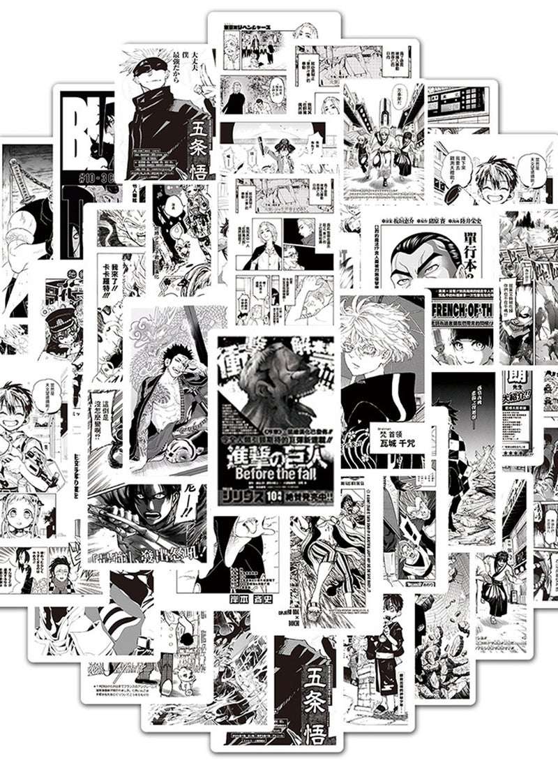 Generic Anime Black White Stickers, 25 Pieces, No repeat  - Image 2