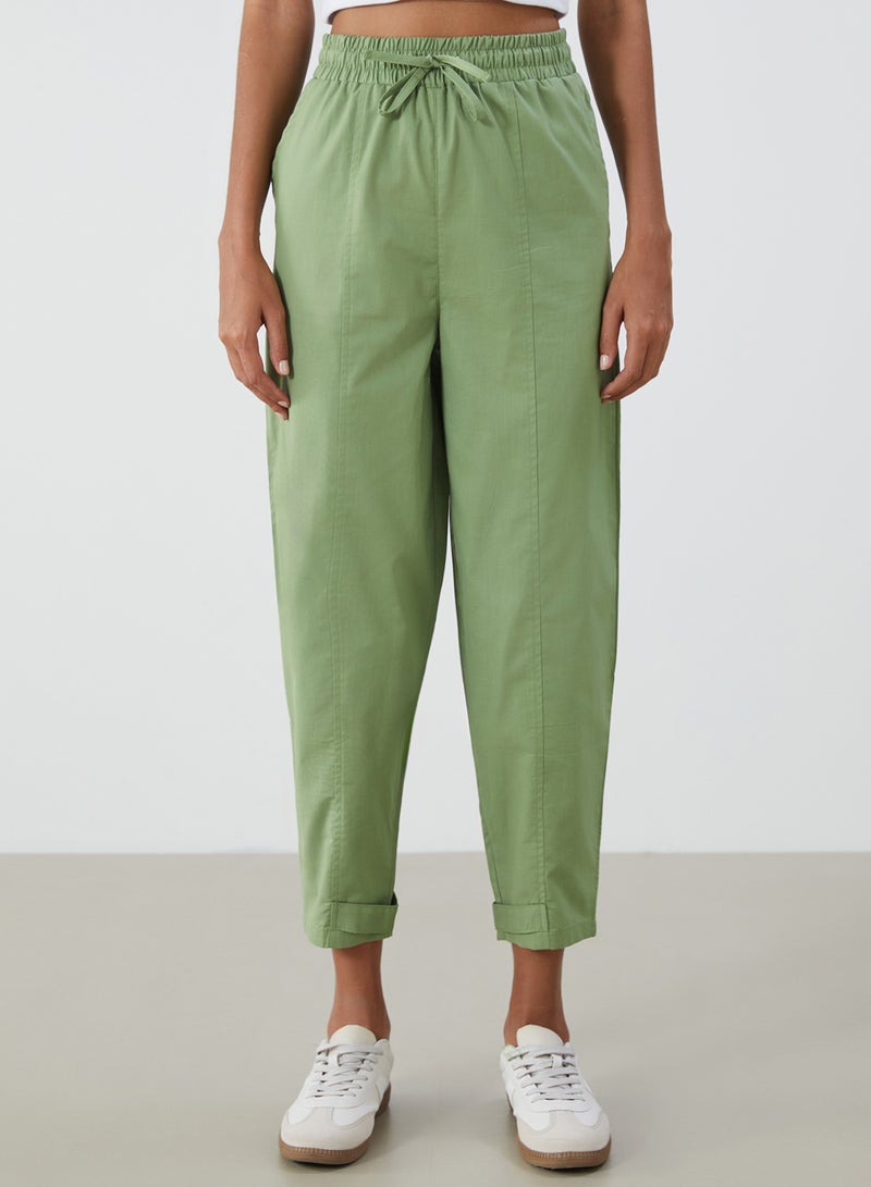 LC WAIKIKI Elasticated Waist Poplin Women's Trousers - Image 2