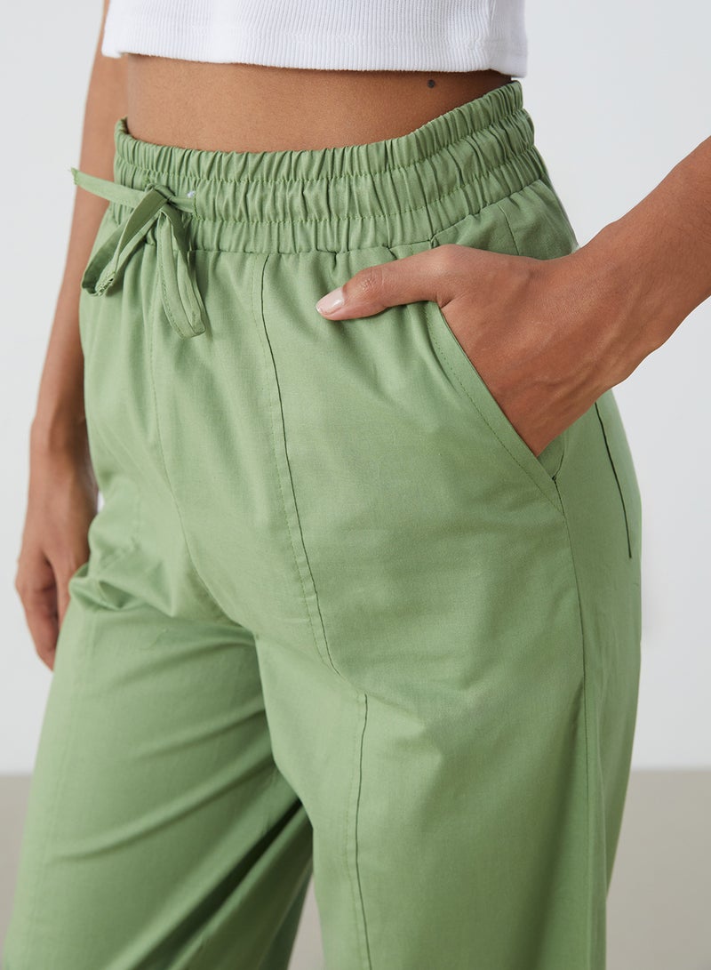LC WAIKIKI Elasticated Waist Poplin Women's Trousers - Image 3