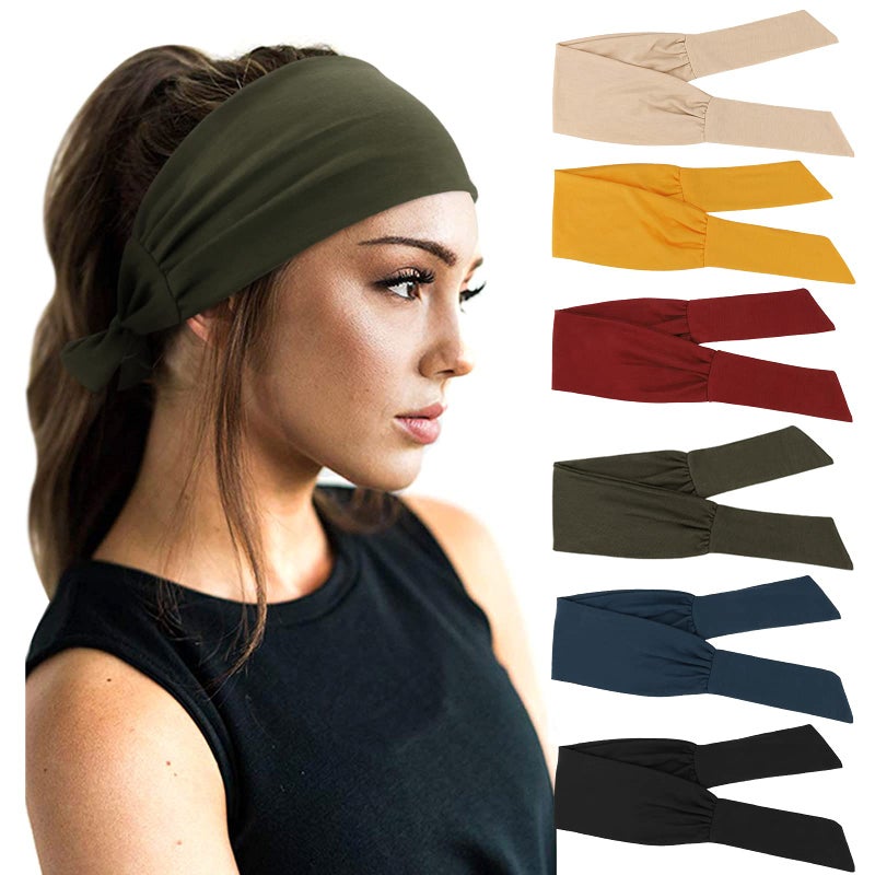 DRESHOW 6 PCS Adjustable Headbands for Women Knotted Headbands Elastic NonSlip Fashion Hair Bands for Workout Sports Running Yoga