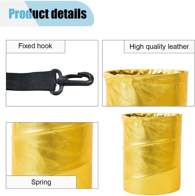 LHDOS Car Trash Can, PU Leather Waterproof Leak Proof Car Garbage Can, Collapsible Pop Up Car Trash Bin, Multipurpose Foldable Car Trash Bag, Portable Storage Bag for Car Interior Hanging (Gold) - Image 5