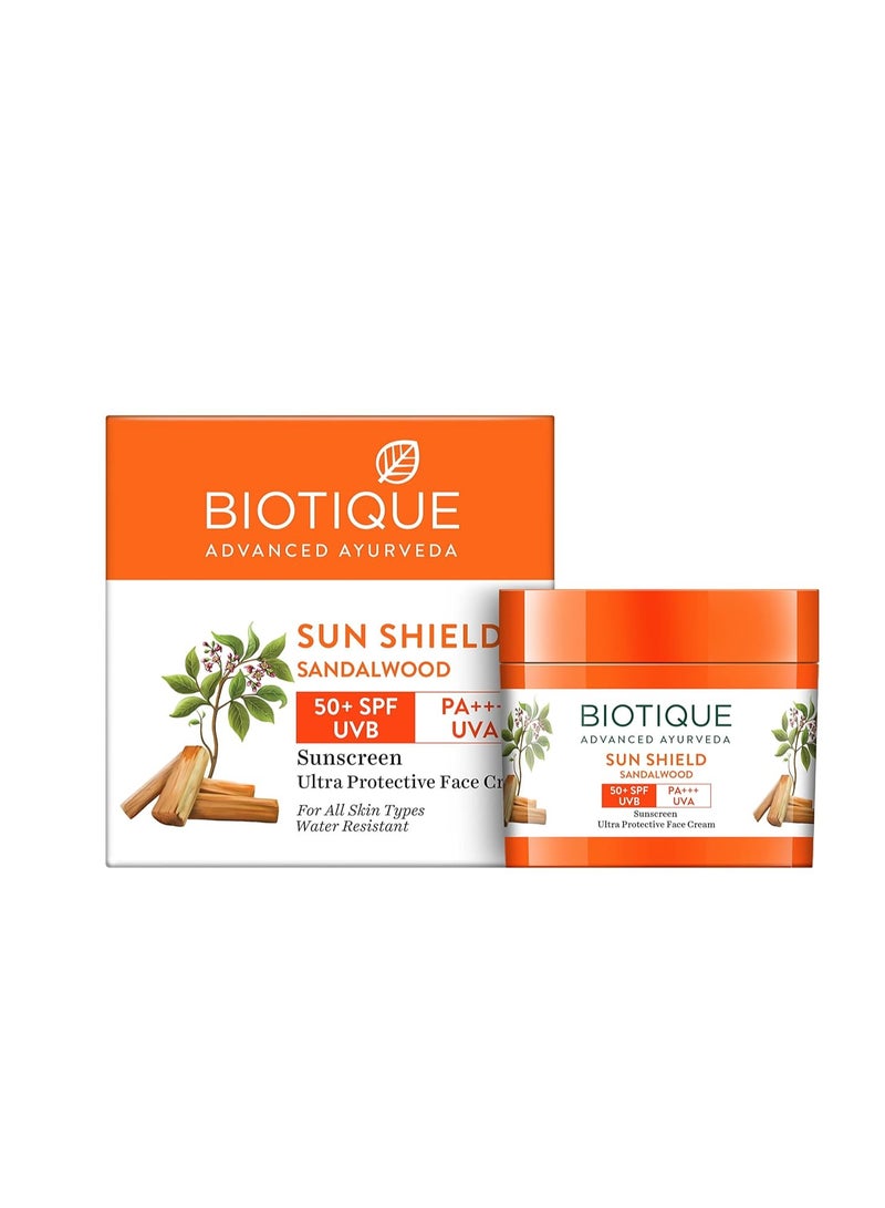 Biotique Sandalwood Sunscreen Ultra Soothing Face Lotion, SPF 50+ |Ultra Protective Lotion| Keeps Skin Soft, Fair and Moisturized| Water Resistant| For All Skin Types| 50ml - Image 1