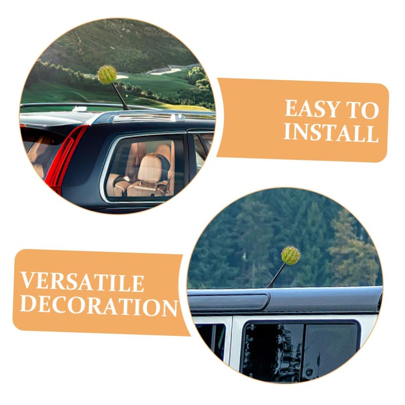 2Pcs Green Artificial Cactus Car Antenna Decor Durable Antenna Ball For Vehicle Roof - Image 3