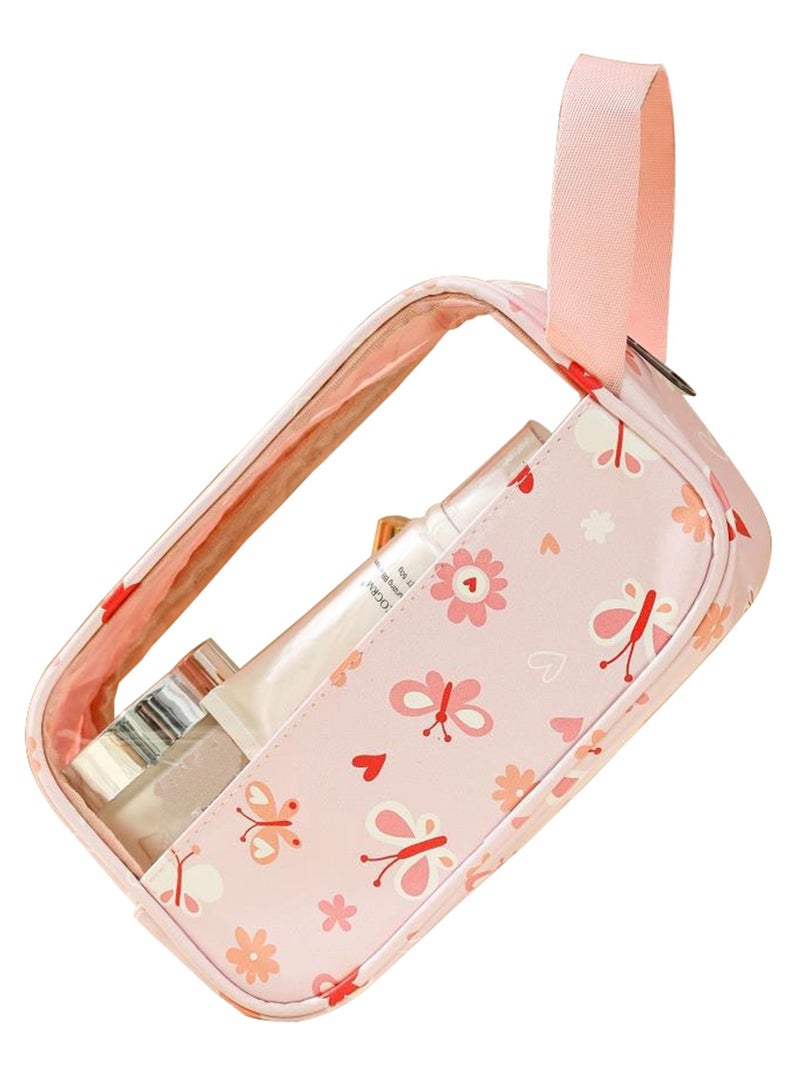 جيكون الوردي زهرة شفافة ماكياج حقيبة ، تسا المعتمدة الزينة حقيبة للسفر ، بك و بو للماء السفر الحقيبة مع سستة للرجال والنساء تحمل على السفر أساسيات التجميل حقيبة - Image 4