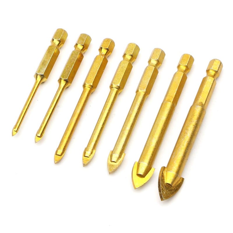 Alloy Triangular Drill Set – 7 Pieces (3/4/5/6/8/10/12mm), for Wood, Plastic, Tile, Spiral