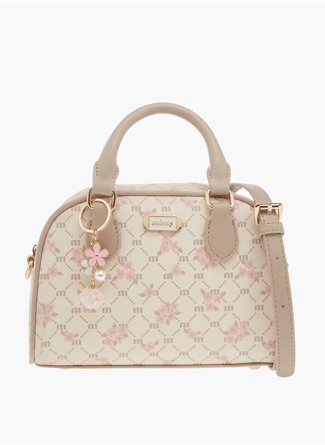 ميسي Womens Missy Monogram Print Tote Bag With Double Handle And Zip Closure