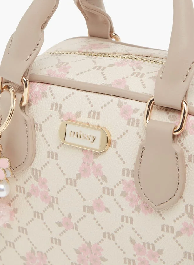 MISSY Womens Missy Monogram Print Tote Bag With Double Handle And Zip Closure