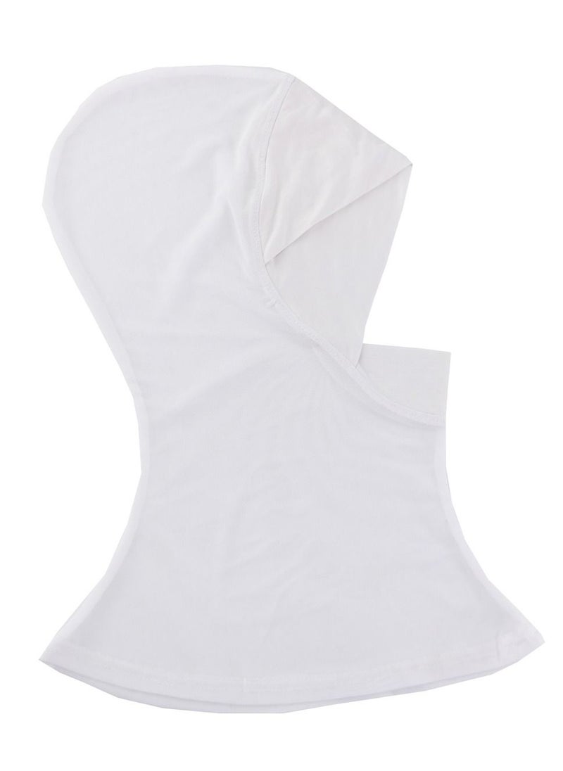 Loquat - Women's Modal Net Stitching Long Scarf Solid Color Stretch Hijab Inner Cap White - Image 1