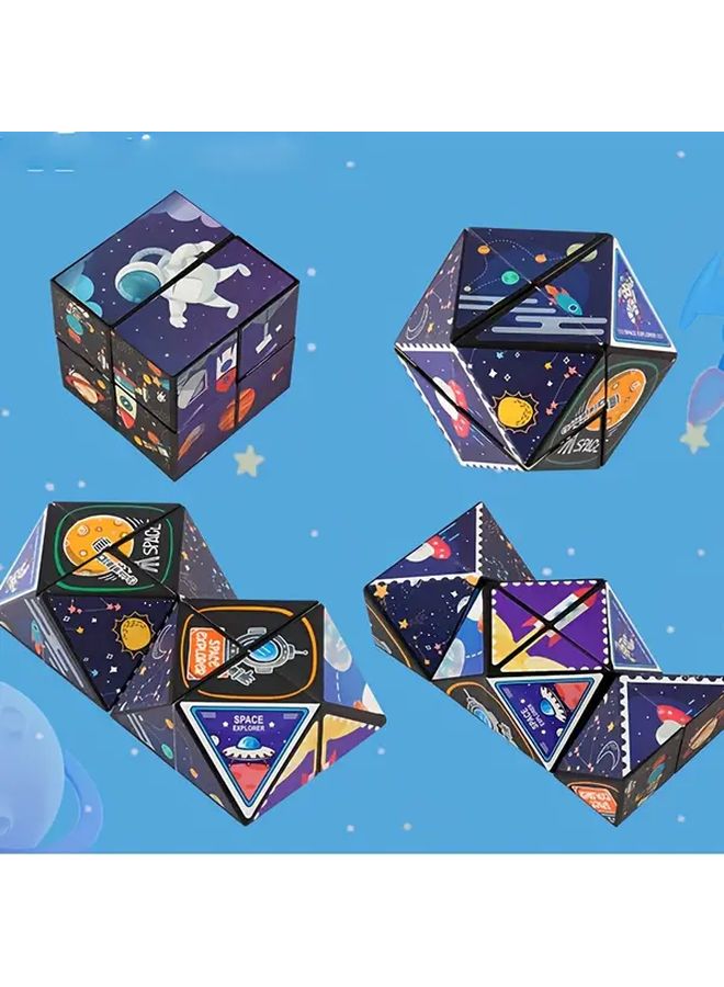 Multicolored Infinity Cube 3D Puzzle Space Themed Geometric Flip Toy Hexagon Shape ABS Material - Image 3