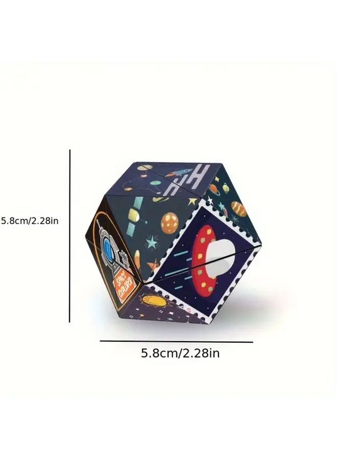 Multicolored Infinity Cube 3D Puzzle Space Themed Geometric Flip Toy Hexagon Shape ABS Material - Image 4