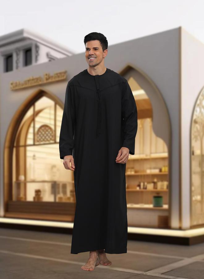 Take Two Men Long Sleeve Tassel Detail Thobe - Image 1