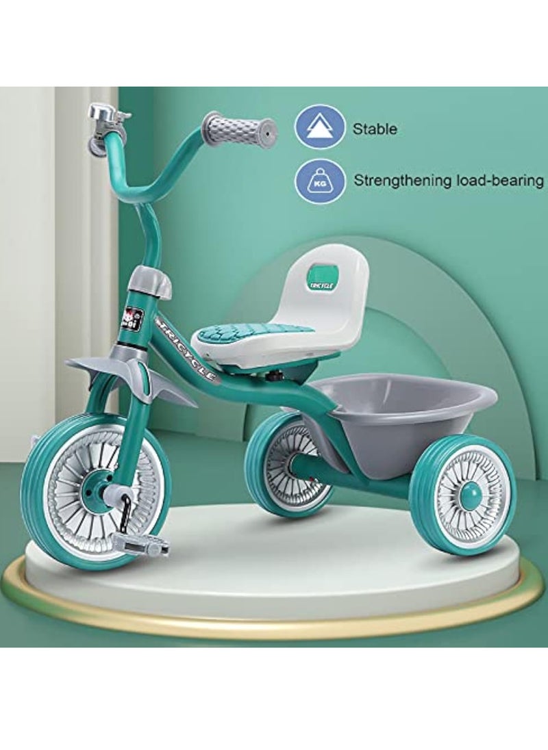 Arabest Tricycles for 2 to 6 Year Old,Trike with Steel Frame,Adjustable Seat, Storage Basket,Silent Tires,Easy to Install Riding Bike Toy,Learning Balance,Birthday Gift for Boys and Girls (Green)  - Image 2