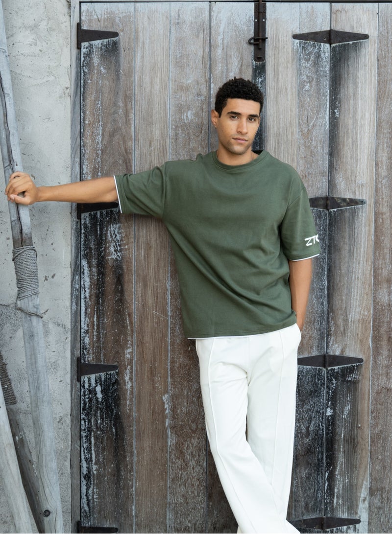 Ztoiq ZTOIQ Men’s Premium Oversized Tapestry T-Shirt with Applique Detailing | High-Quality Streetwear  - Image 1