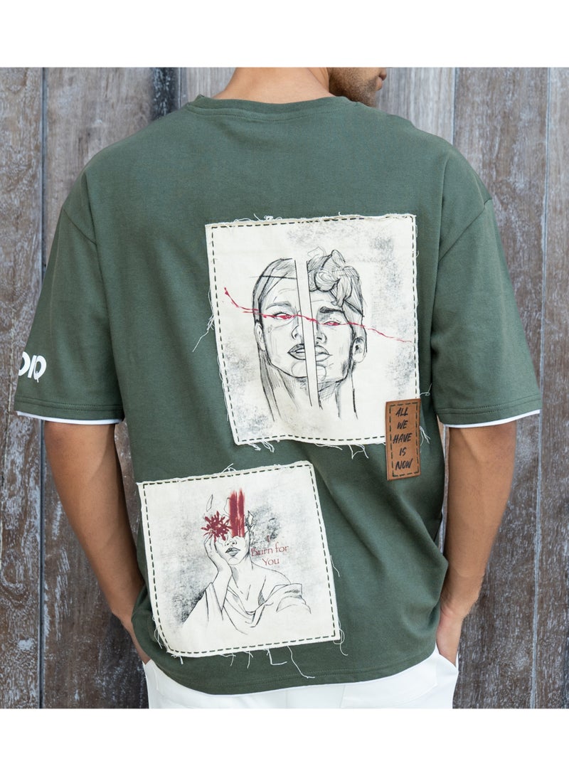 Ztoiq ZTOIQ Men’s Premium Oversized Tapestry T-Shirt with Applique Detailing | High-Quality Streetwear  - Image 5