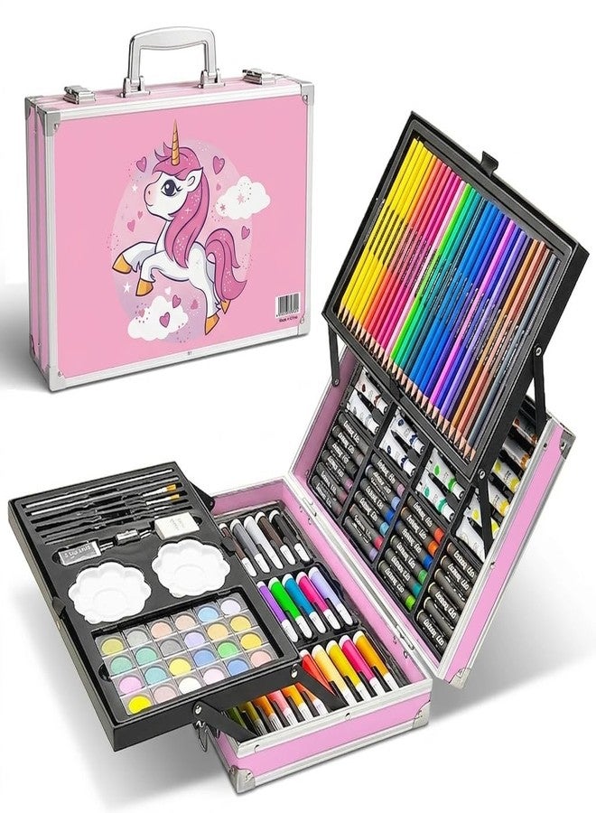 Unicorn Art & Craft Kit Portable Drawing Coloring Set & Creative Learning Activity Box Travel Friendly Gift Kit for Boys Girls with Storage Case - Image 5