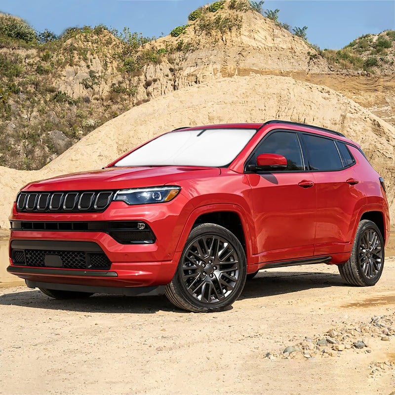 Sun Shade for Compass Windshield Sunshades for 20172023 2024 2025 Jeep Compass Windshield Cover Foldable Front Window Shields 240T Silver Coating Protector Sun Visor Blocks UV Rays Car Accessories