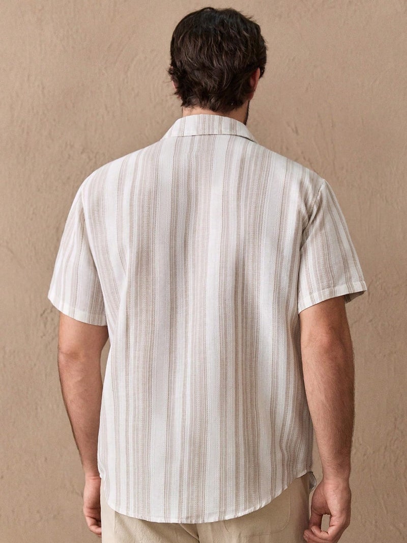 Lymio Shirt for Men || Regular Fit Stylish Shirt for Men (Lilen-Strip-Khakhi-M) - Image 4