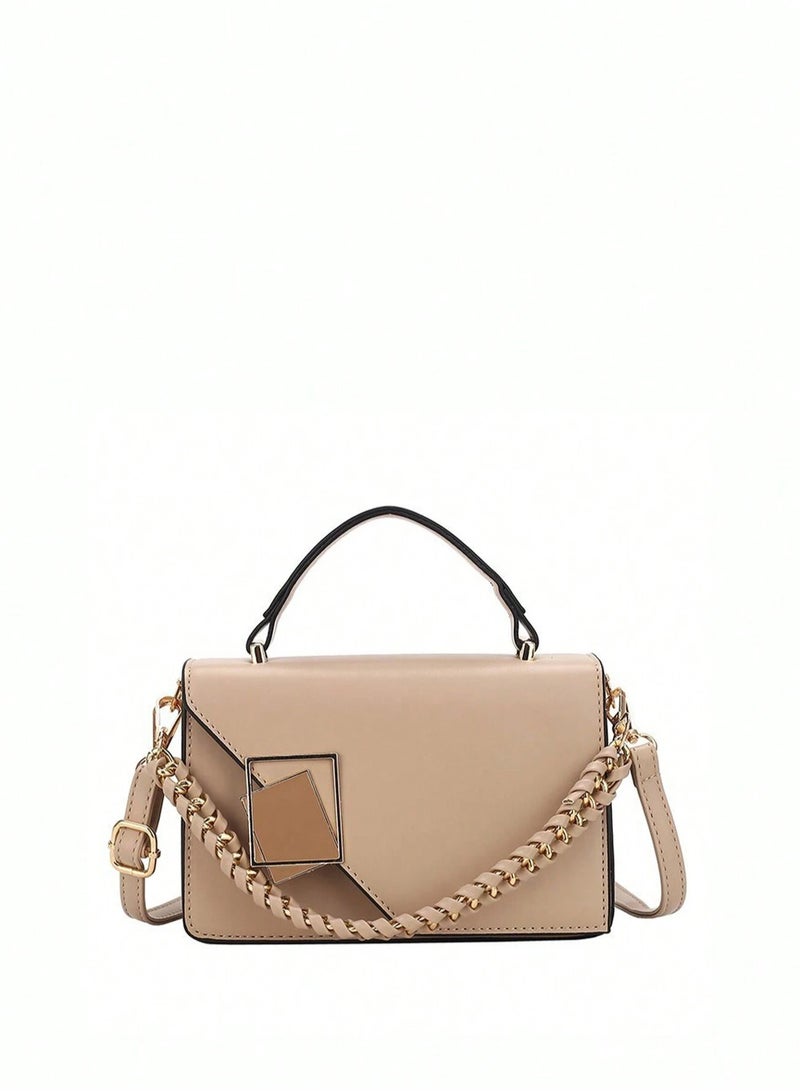 ارواق حقيبة يد مربعة أنيقة مزينة بزخارف معدنية، بسعة كبيرة، خفيفة الوزن، محمولة، محفظة صغيرة بغطاء سلسلة، حقيبة مربعة صغيرة للنساء مزينة بزخارف معدنية وسلسلة للفتيات - Image 2