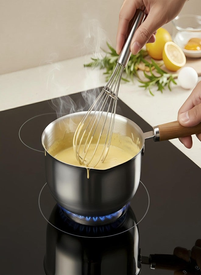 KH866 Mini Sauce Pan 500ml - 8x4 inch Small Stainless Steel Saucepan with Wooden Handle Hanging Rope Pour Spout for Butter Milk Oil Cooking Chocolate Melting, Multi-Purpose Induction Gas Electric Stove. - Image 4