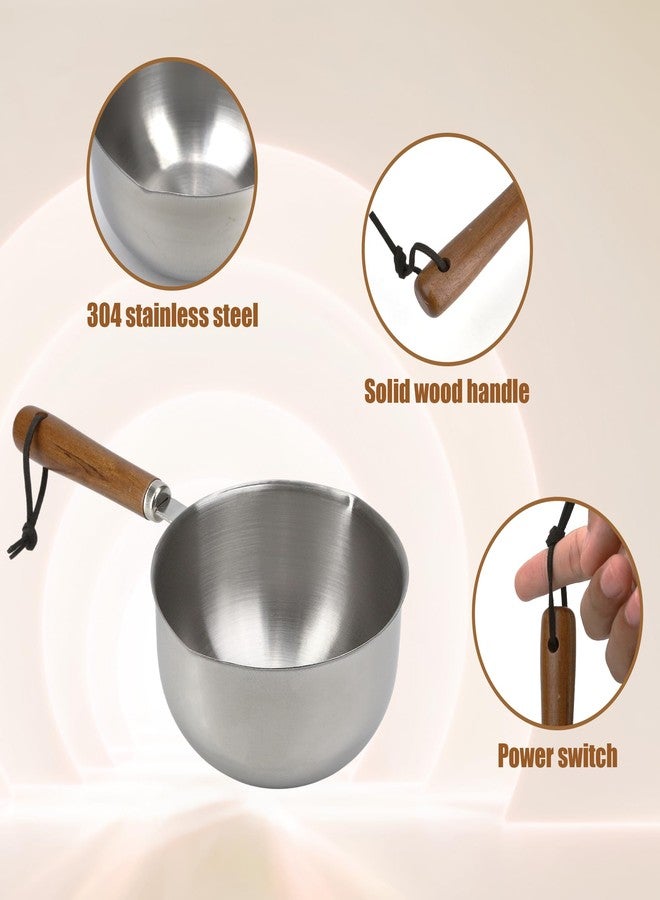 KH866 Mini Sauce Pan 500ml - 8x4 inch Small Stainless Steel Saucepan with Wooden Handle Hanging Rope Pour Spout for Butter Milk Oil Cooking Chocolate Melting, Multi-Purpose Induction Gas Electric Stove. - Image 5