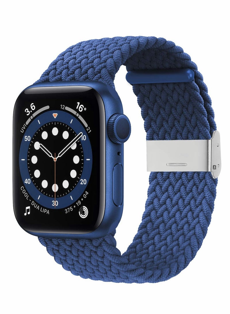 Excefore Compatible with Apple Watch iWatch Bands 38mm 40mm 41mm 42mm 44mm 45mm Women Men, Adjustable Braided Solo Loop Stretchable Elastics Sport Wristband for iWatch Series 7/6/SE/5/4/3/2/1 - Image 1