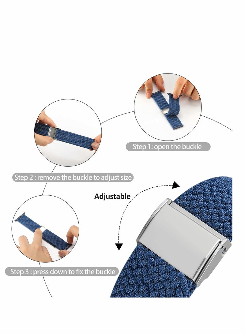 Excefore Compatible with Apple Watch iWatch Bands 38mm 40mm 41mm 42mm 44mm 45mm Women Men, Adjustable Braided Solo Loop Stretchable Elastics Sport Wristband for iWatch Series 7/6/SE/5/4/3/2/1 - Image 2