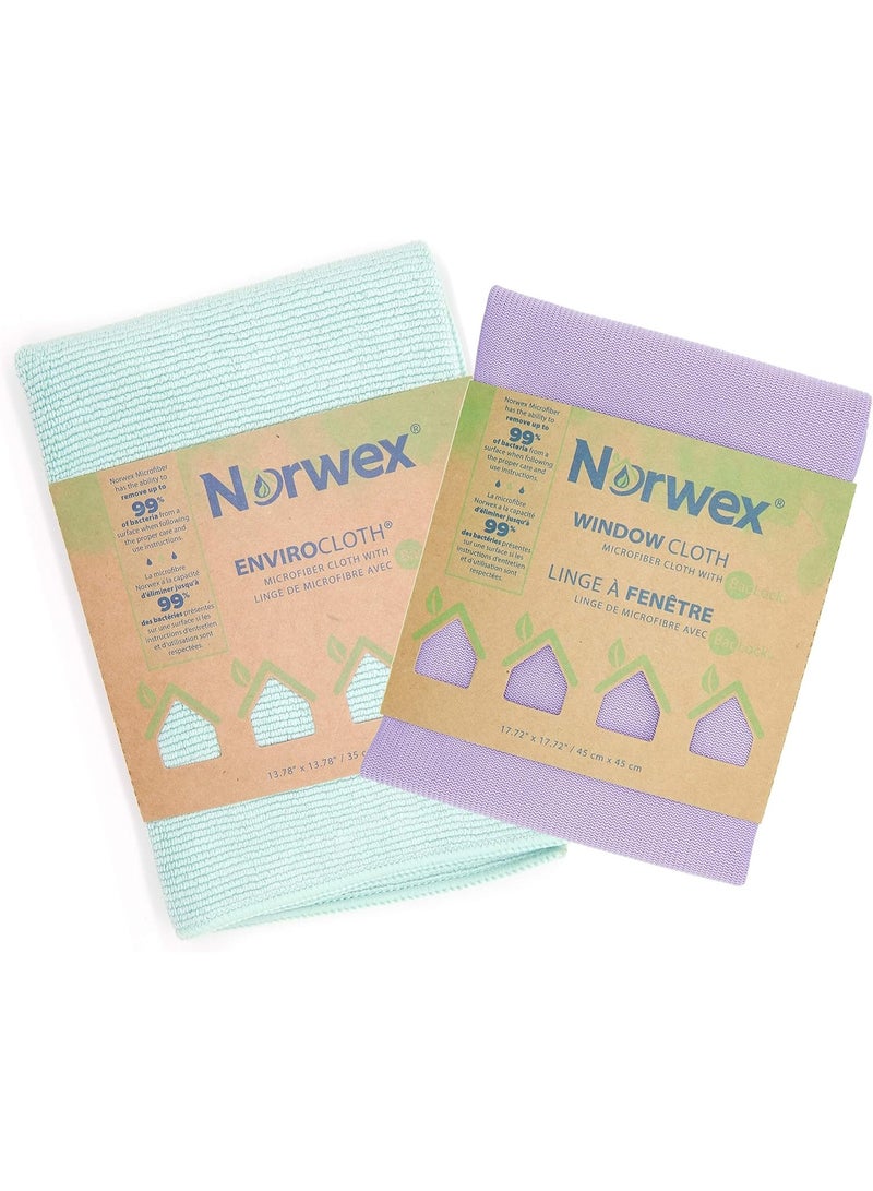 Norwex Norwex Basic Package - Microfiber - Glass Window Cleaning Cloth and Household Enviro Dusting Cloth Colors May Vary - Image 1
