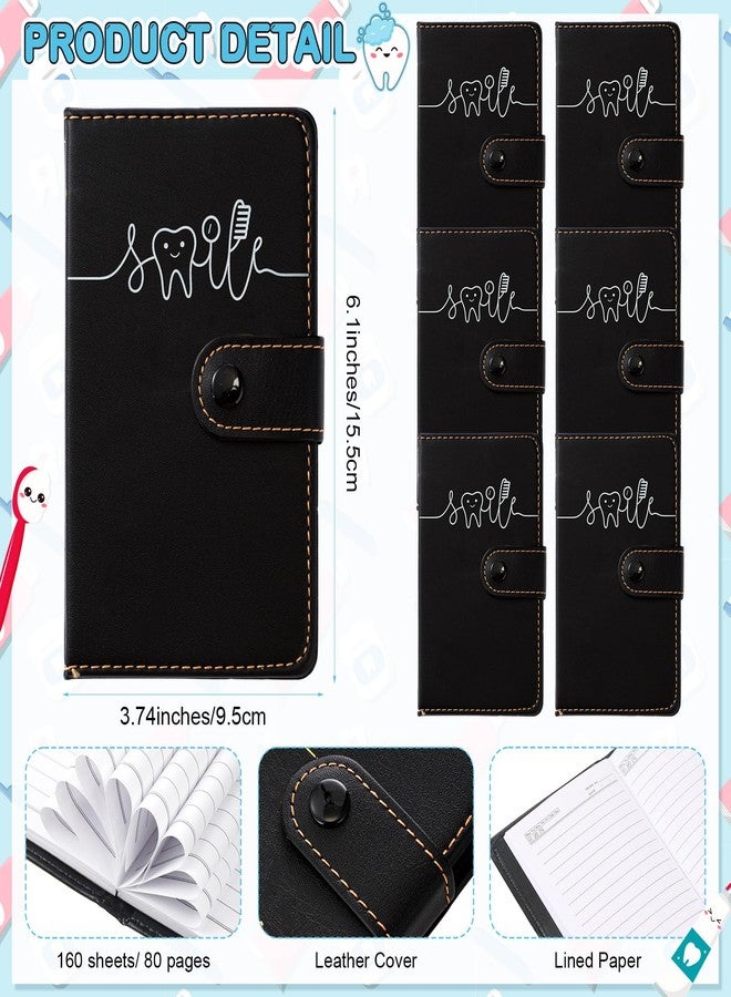 TaoBary 12 Sets Dental Hygienist Appreciation Gifts Bulk Tooth PU Leather Notebook and Motivational Ballpoint Pen Set, Thank You Gifts for Dentist Assistant Hygienist Nurse Week (Black) - Image 2