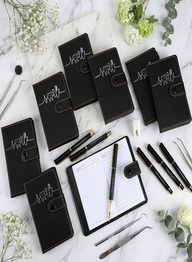 TaoBary 12 Sets Dental Hygienist Appreciation Gifts Bulk Tooth PU Leather Notebook and Motivational Ballpoint Pen Set, Thank You Gifts for Dentist Assistant Hygienist Nurse Week (Black) - Image 4