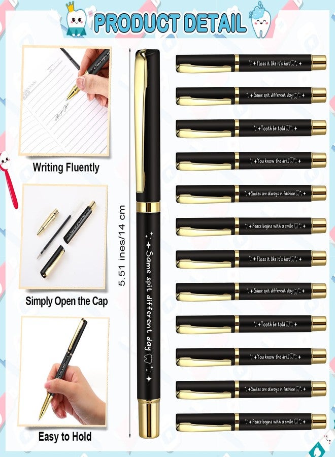 TaoBary 12 Sets Dental Hygienist Appreciation Gifts Bulk Tooth PU Leather Notebook and Motivational Ballpoint Pen Set, Thank You Gifts for Dentist Assistant Hygienist Nurse Week (Black) - Image 3
