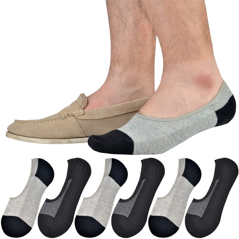 JORMATT 6 Pairs Mens Women Genuine No Show Socks Boys Sneaker Shoes Mesh Knit Low Cut Athletic Cotton Socks Non Slip, Men Shoe size 13-15