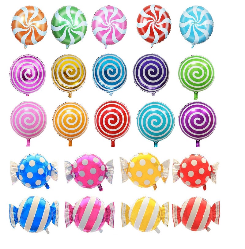 Halovin 21 pcs 18 Sweet Candy Balloons Round Lollipop Balloon Birthday Wedding Party Balloons - Image 2
