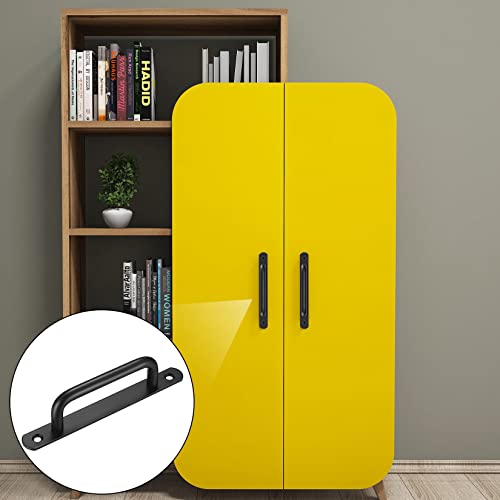 Fulushouxi 2 Pcs Barn Door Handles, Sliding Door Pull Handles, Stainless Steel Closet Cabinet Door Handles Pulls with Plates for Cupboard Cabinet Wardrobe Drawer Shed Pull Handles, 160mm/6.3 inch - Black - Image 5