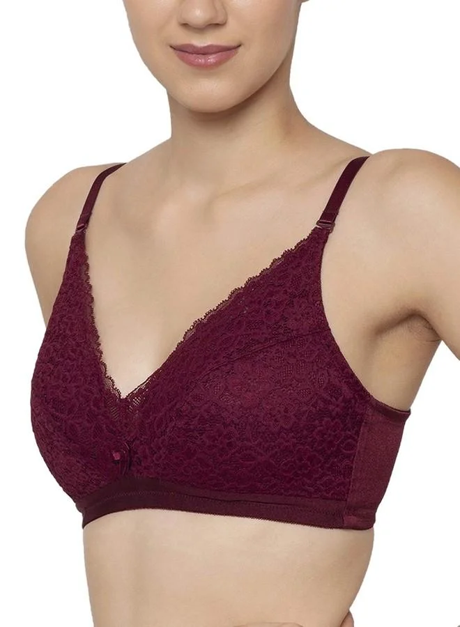 ترايامف Triumph Women's Simply Natural Beauty 01 Padded Wireless Lace Bra Plunge Bra (110I586_Woodrose_34B)