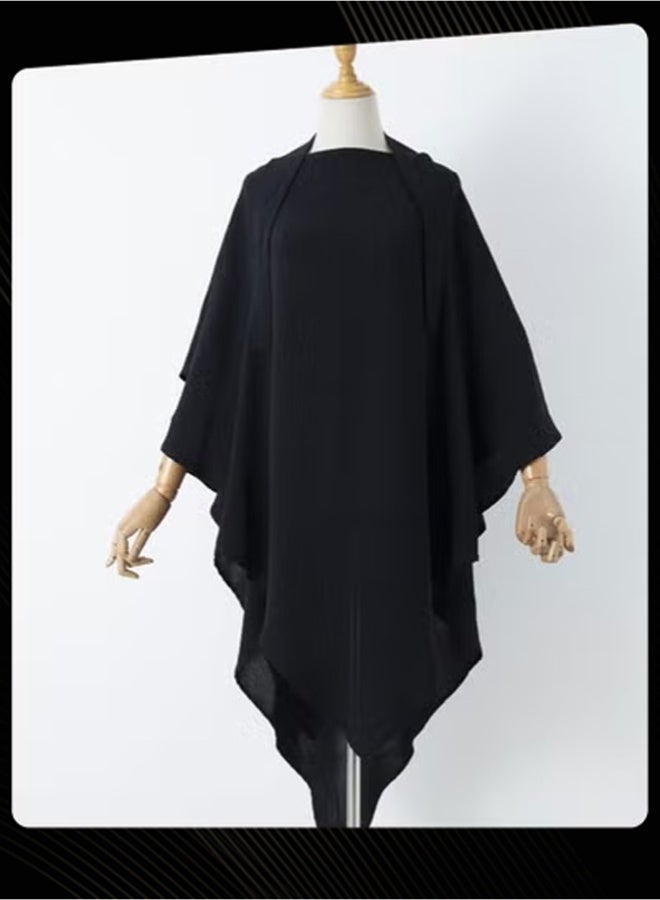 Joychic Women's Solid Color Double Layer Cape Poncho, Loose Outerwear - Image 1