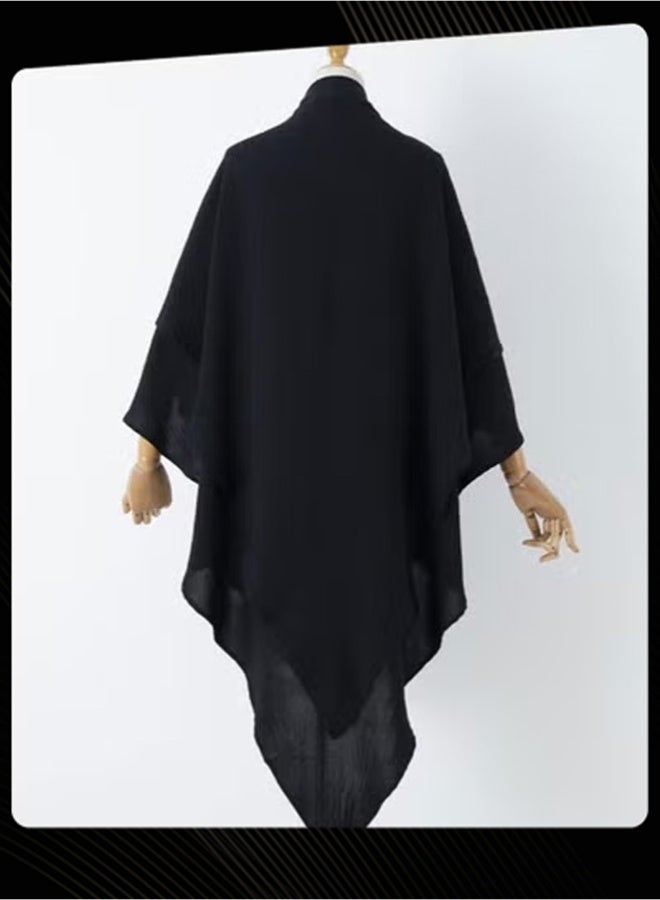 Joychic Women's Solid Color Double Layer Cape Poncho, Loose Outerwear - Image 2