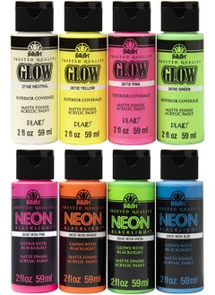 FolkArt FolkArt Neon Glow Acrylic Paint Set, 2 oz, 8 Fl Oz  - Image 1