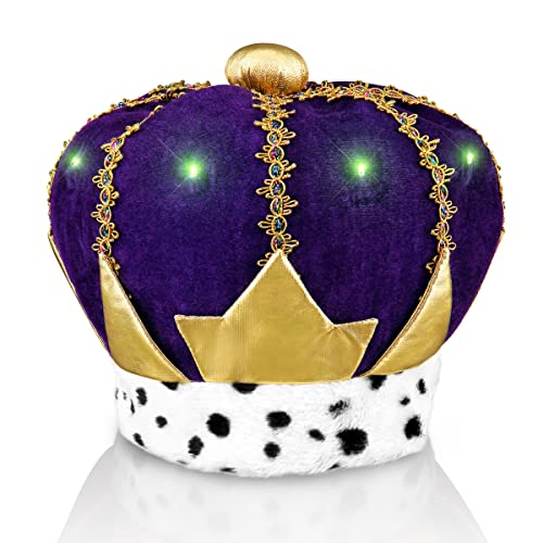 FlashingBlinkyLights Light Up Mardi Gras King Crown Hat - Image 1