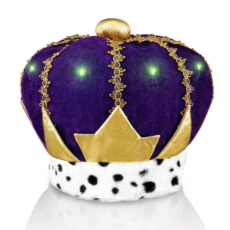 FlashingBlinkyLights Light Up Mardi Gras King Crown Hat - Image 3