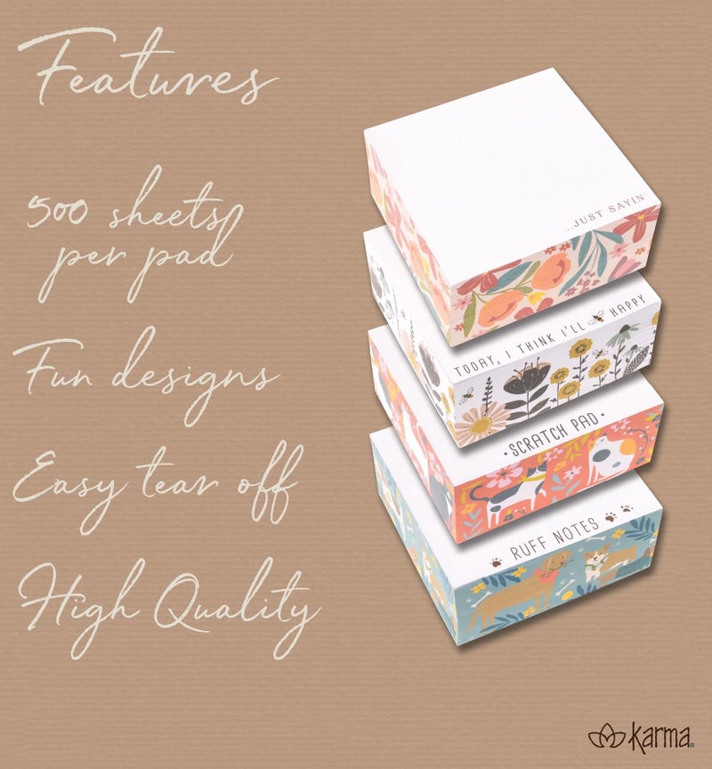 Karma, Block Notepad, 500 Sheet Memo Paper Cube, Non-Sticky Memo Pad Cube for Office, and Home, Bee - Image 3