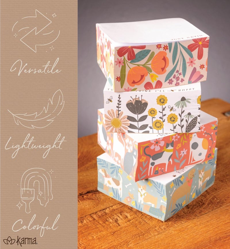 Karma, Block Notepad, 500 Sheet Memo Paper Cube, Non-Sticky Memo Pad Cube for Office, and Home, Bee - Image 4