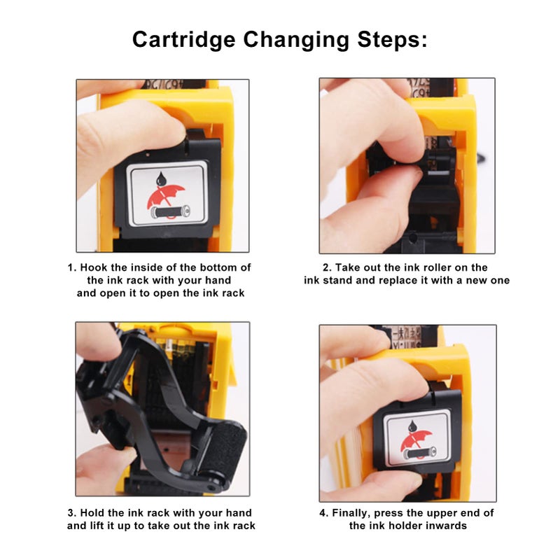 آلة وضع العلامات اليدوية الصفراء 8 أرقام صانع ملصقات أسعار محمول أداة وضع علامات الأسعار - Image 3