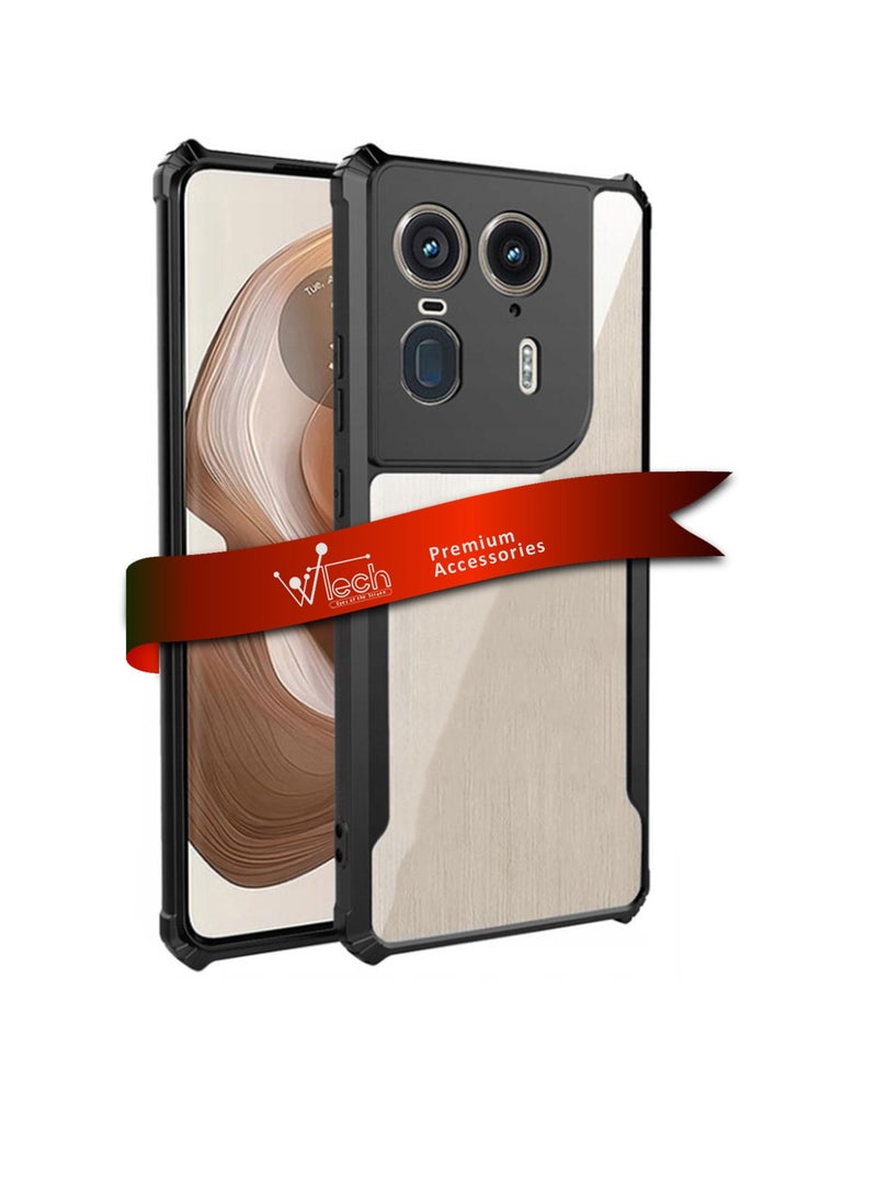 دبليو تيك غطاء حماية نحيف مصنوع من مادة البولي يوريثان الحراري الهجين مع مصدات درع مرتفعة لهاتف موتورولا إيدج 50 الترا 5 جي 2024 أسود - Image 1