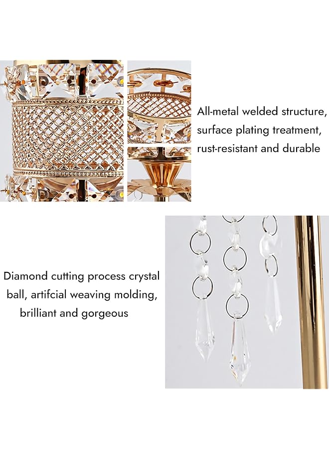 إيروريكس حامل شموع عتيق بقاعدة من الكريستال الذهبي، حامل شموع للمنزل، ديكور طاولة حفلات الزفاف والتدفئة المنزلية - Image 3