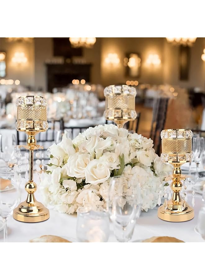 إيروريكس حامل شموع عتيق بقاعدة من الكريستال الذهبي، حامل شموع للمنزل، ديكور طاولة حفلات الزفاف والتدفئة المنزلية - Image 4