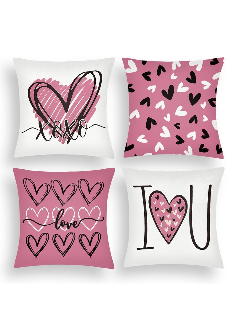 عام طقم أربع قطع من أكياس الوسائد بتصميم مطبوع من القماش القصير الناعم، مناسبة لوسائد أريكة غرفة المعيشة والوسائد الديكورية في غرفة النوم. - Image 1