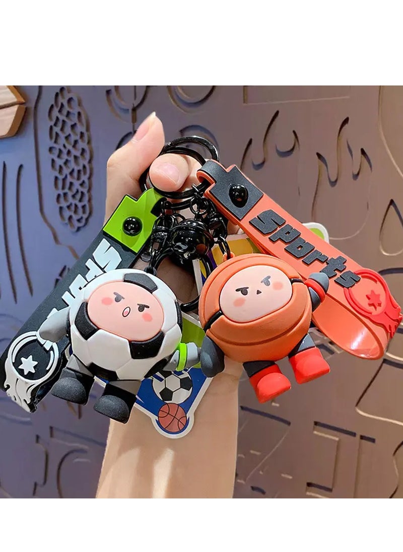 UPSTYLE - Cartoon basketball keychain, cute pendant, car keychain, phone bag decoration, soccer day, soccer theme, party goodie, Sport Football Volleyball Cute PVC Key Chain Backpack Key Ring - Image 1