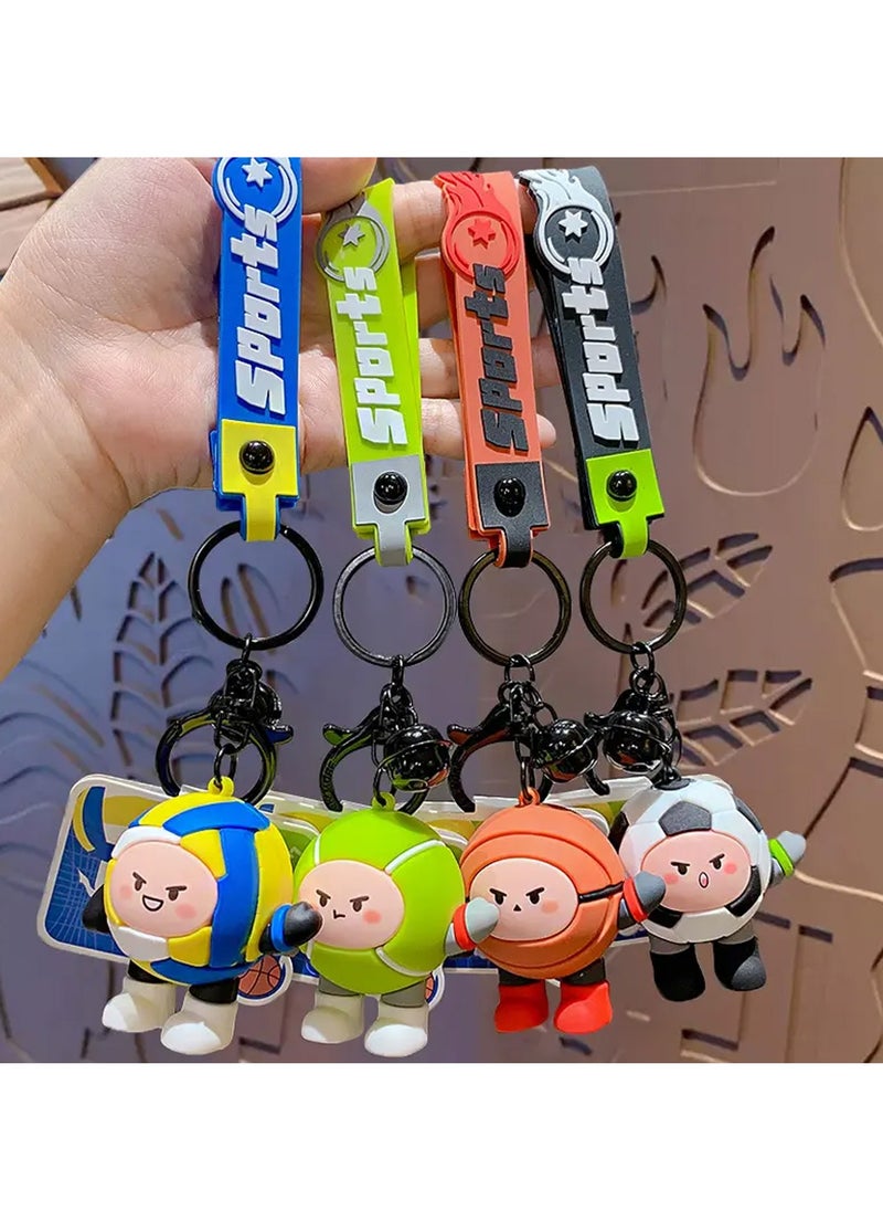 UPSTYLE - Cartoon basketball keychain, cute pendant, car keychain, phone bag decoration, soccer day, soccer theme, party goodie, Sport Football Volleyball Cute PVC Key Chain Backpack Key Ring - Image 1