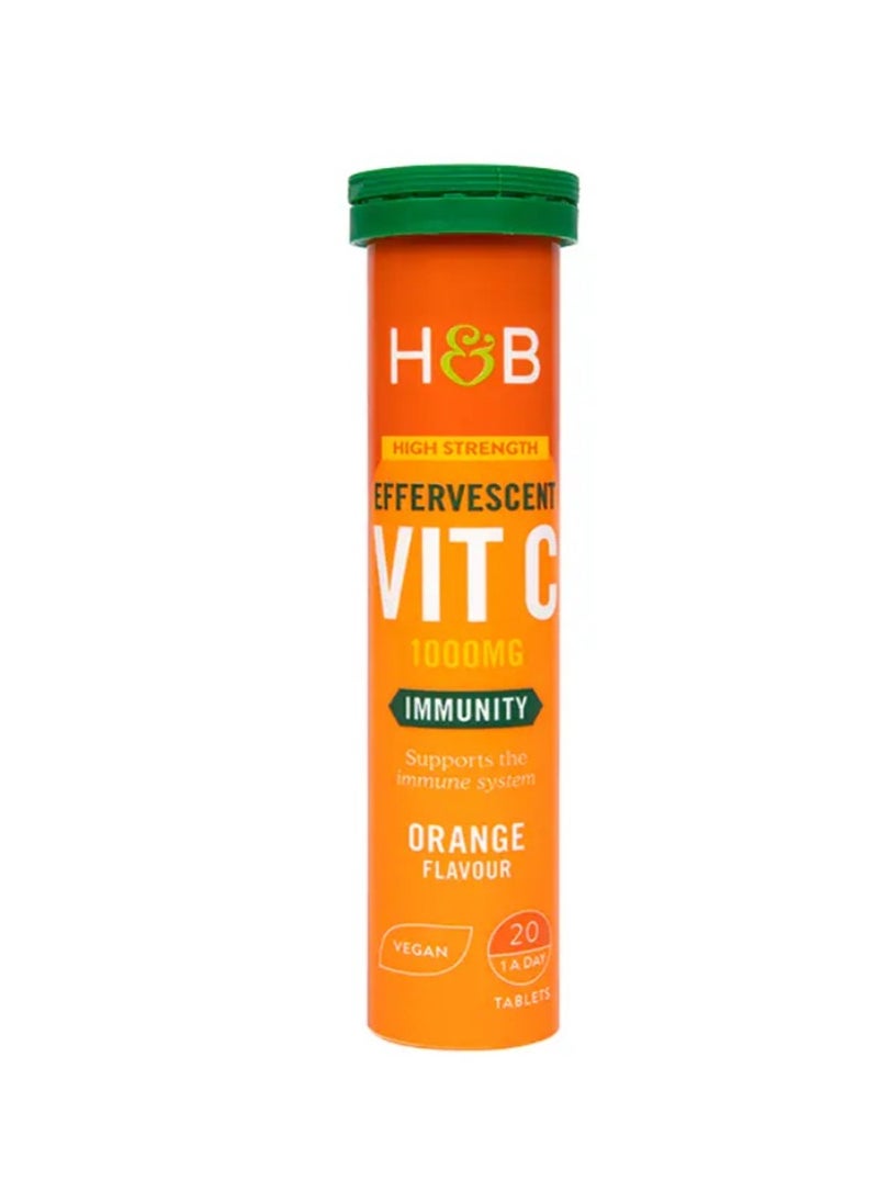 H&B Holland And Barrett High Strength Vit C 1000mg Orange 20 Eff. Tablets 